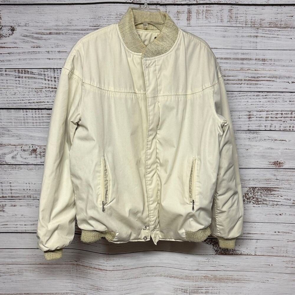 Vintage Men's Cream Bomber Original Varsity Jacket by Catalina 42 Long